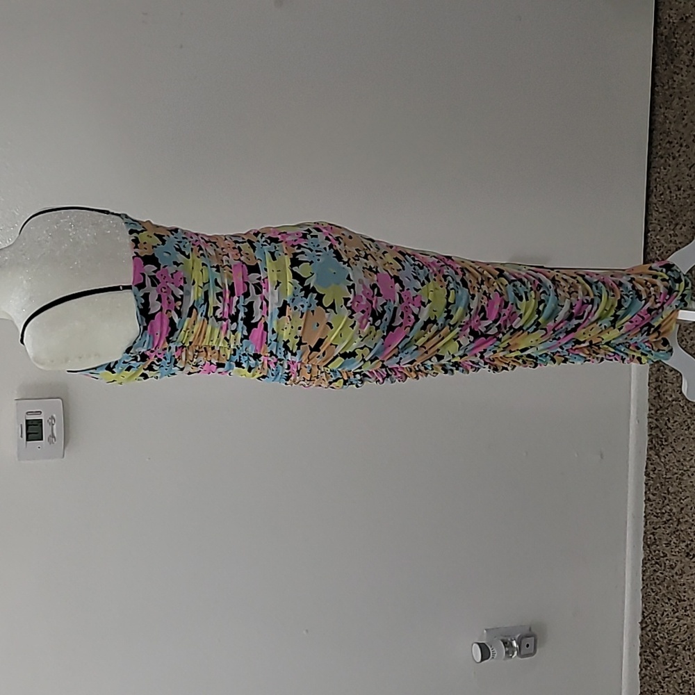 ARFM Ruched Mesh Midi Slipdress in Sky Floral Size Large NWT - Picture 14 of 15